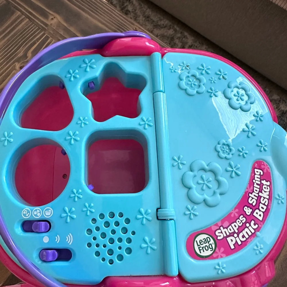 LeapFrog Shapes & Sharing Picnic Basket Pink Blue Toy Missing Pieces
